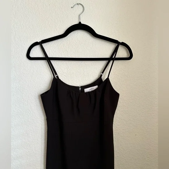 LIKELY Black Prina Midi Dress Zipper Back, Flared Hem, and Adjustable Straps - Picture 3 of 6